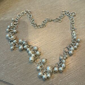 29” Adjustable length, Pearl & Silver link necklace